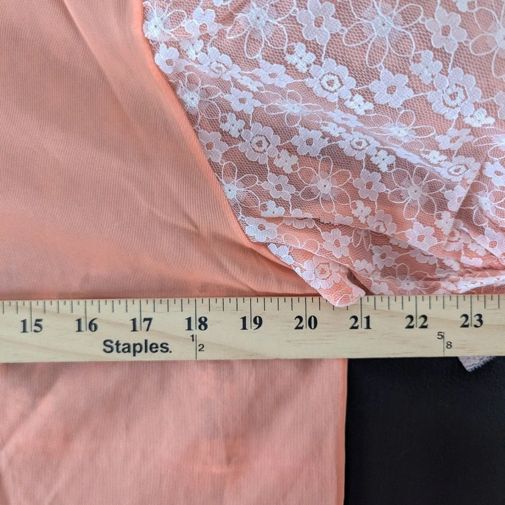VTG 70s Sternkreuz Peach Lace Puff Sleeve Nightgown Slip Dress Coquette‎ Prairie